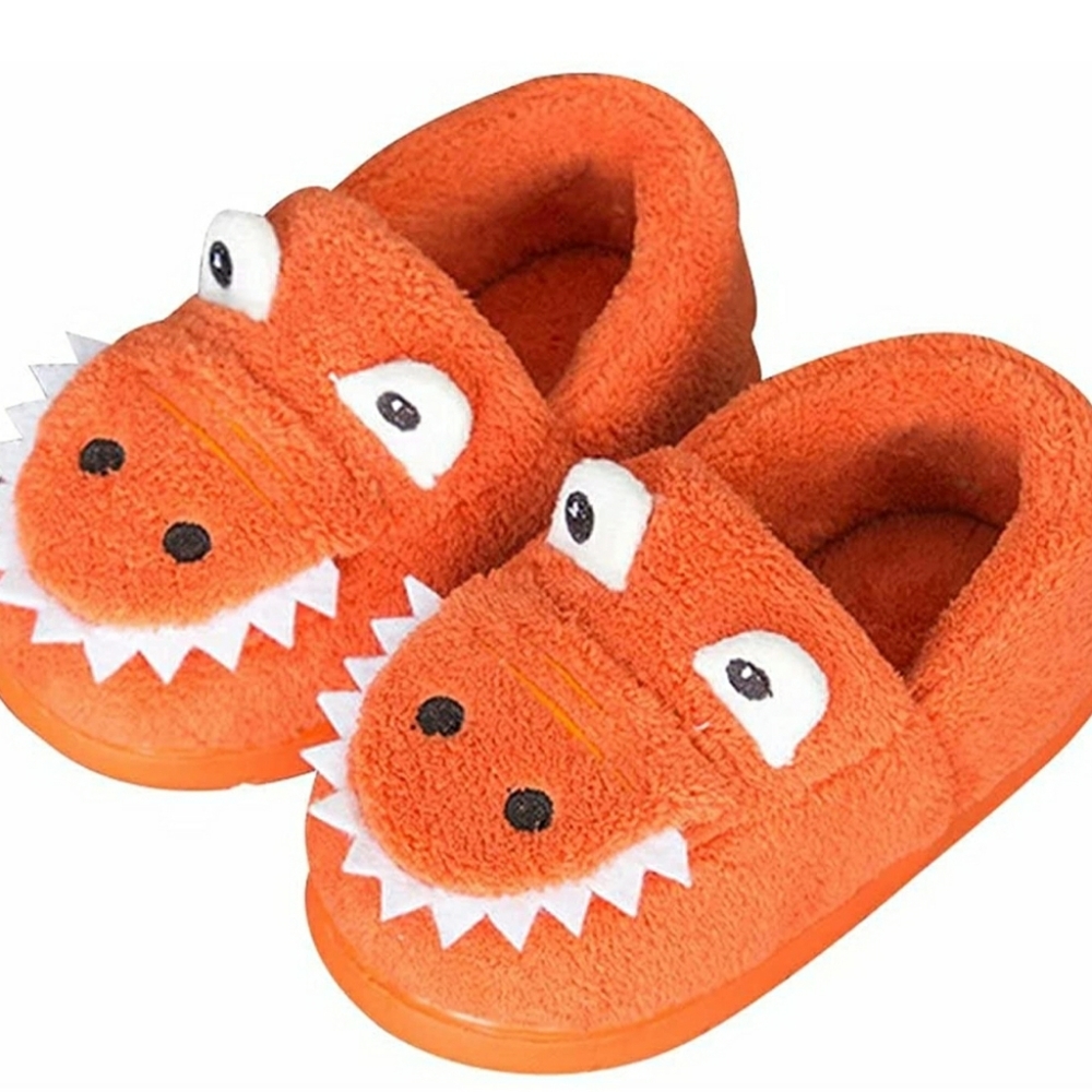 Size 5 Toddler Orange Dinosaur Slippers